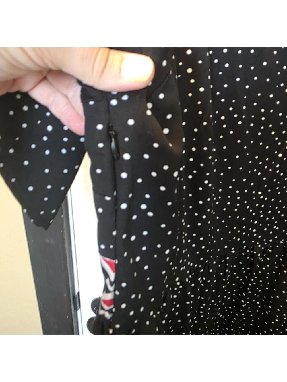 Shein Women's Black Polka Dot Maxi Dress with Geometric Trim 2XL - Picture 9 of 9